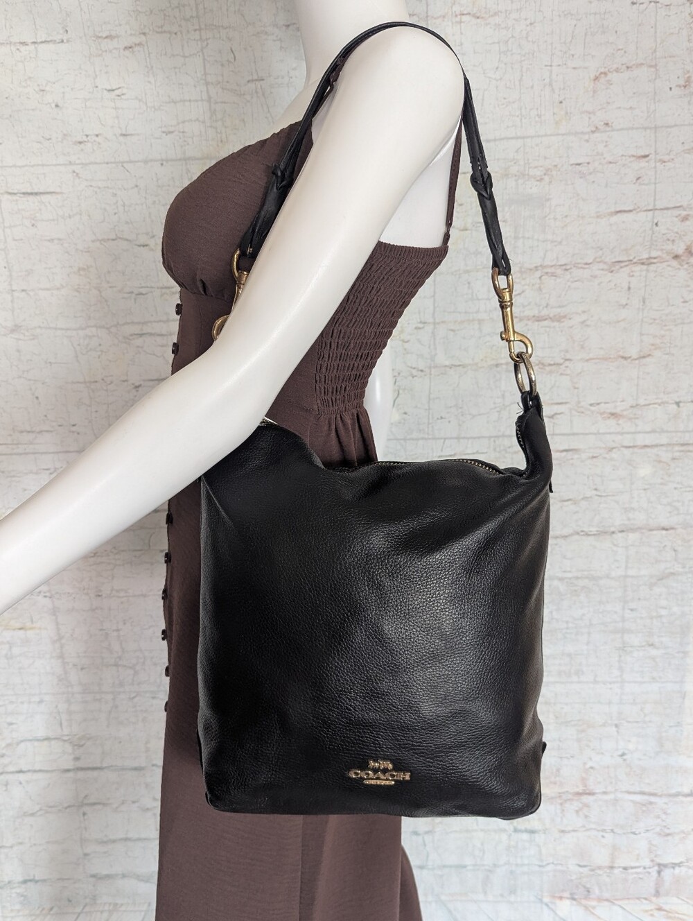 Coach Black Leather Hobo Bag